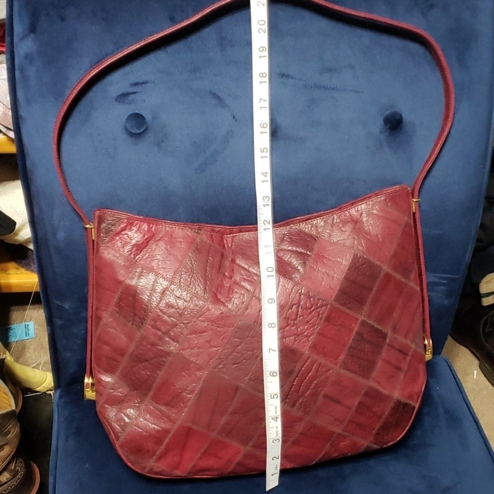 Lorenzi Vintage cape buffalo  shoulder bag red